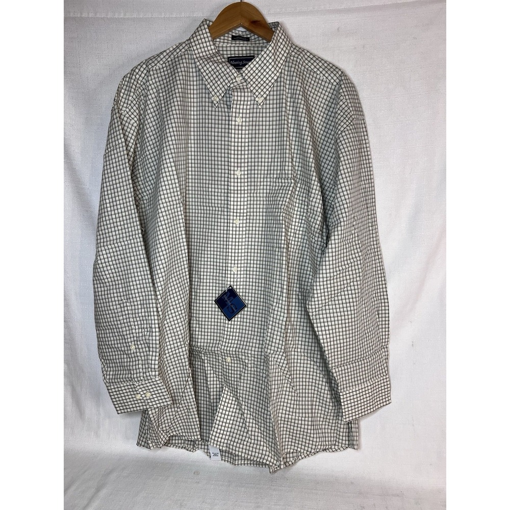 Mens Size 2XL Meeting Street Green Cream Plaid NWT Button Down Long Sleeve Read!